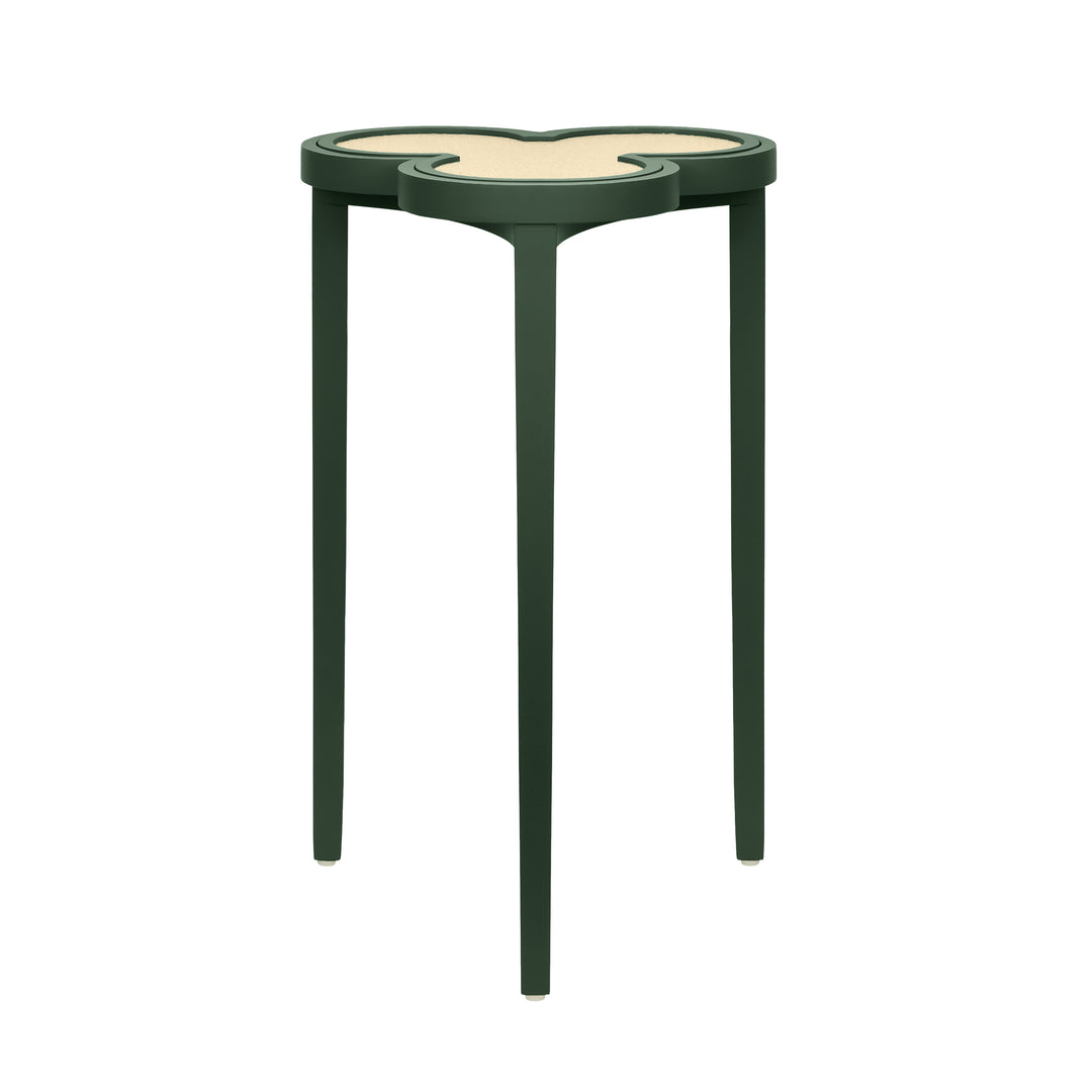 Clover Cigar Table With Reversible Lacquer And Natural Grasscloth Top In Matte Dark Green Lacquer - DYLAN DGR