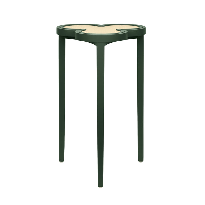 Clover Cigar Table With Reversible Lacquer And Natural Grasscloth Top In Matte Dark Green Lacquer - DYLAN DGR