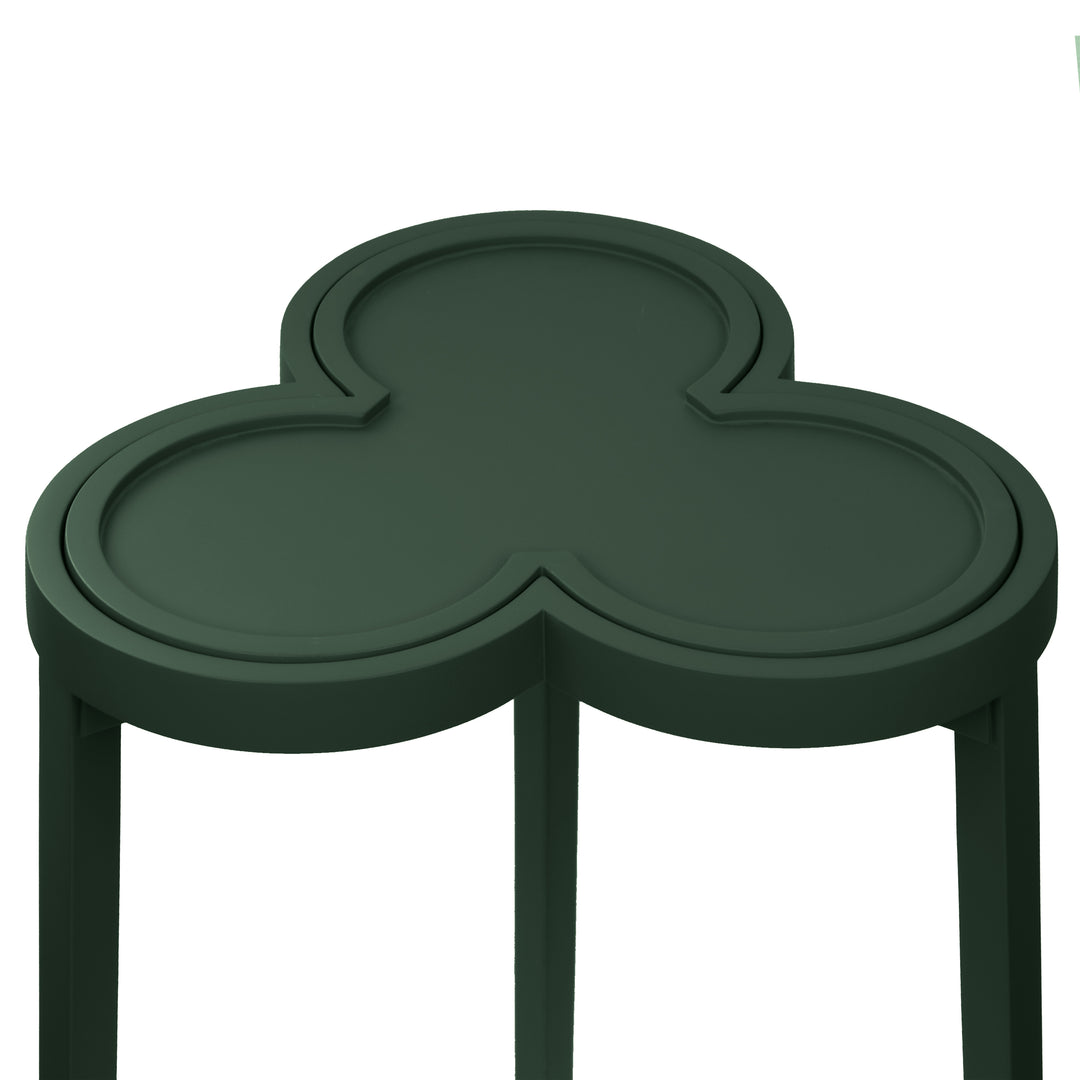 Clover Cigar Table With Reversible Lacquer And Natural Grasscloth Top In Matte Dark Green Lacquer - DYLAN DGR