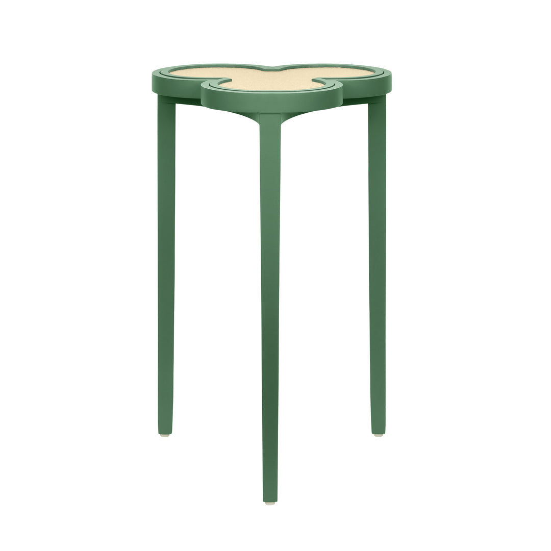 Clover Cigar Table With Reversible Lacquer And Natural Grasscloth Top In Matte Green Lacquer - DYLAN GR