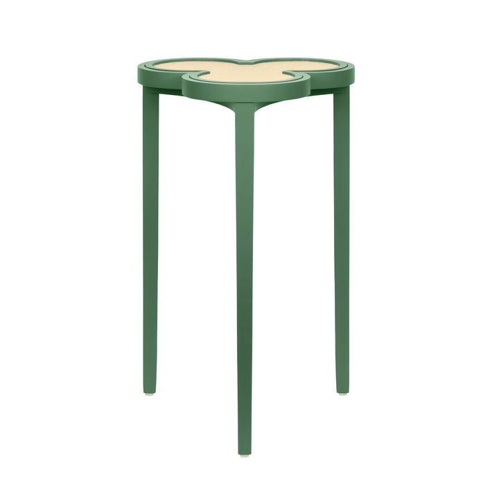 Clover Cigar Table With Reversible Lacquer And Natural Grasscloth Top In Matte Green Lacquer - DYLAN GR