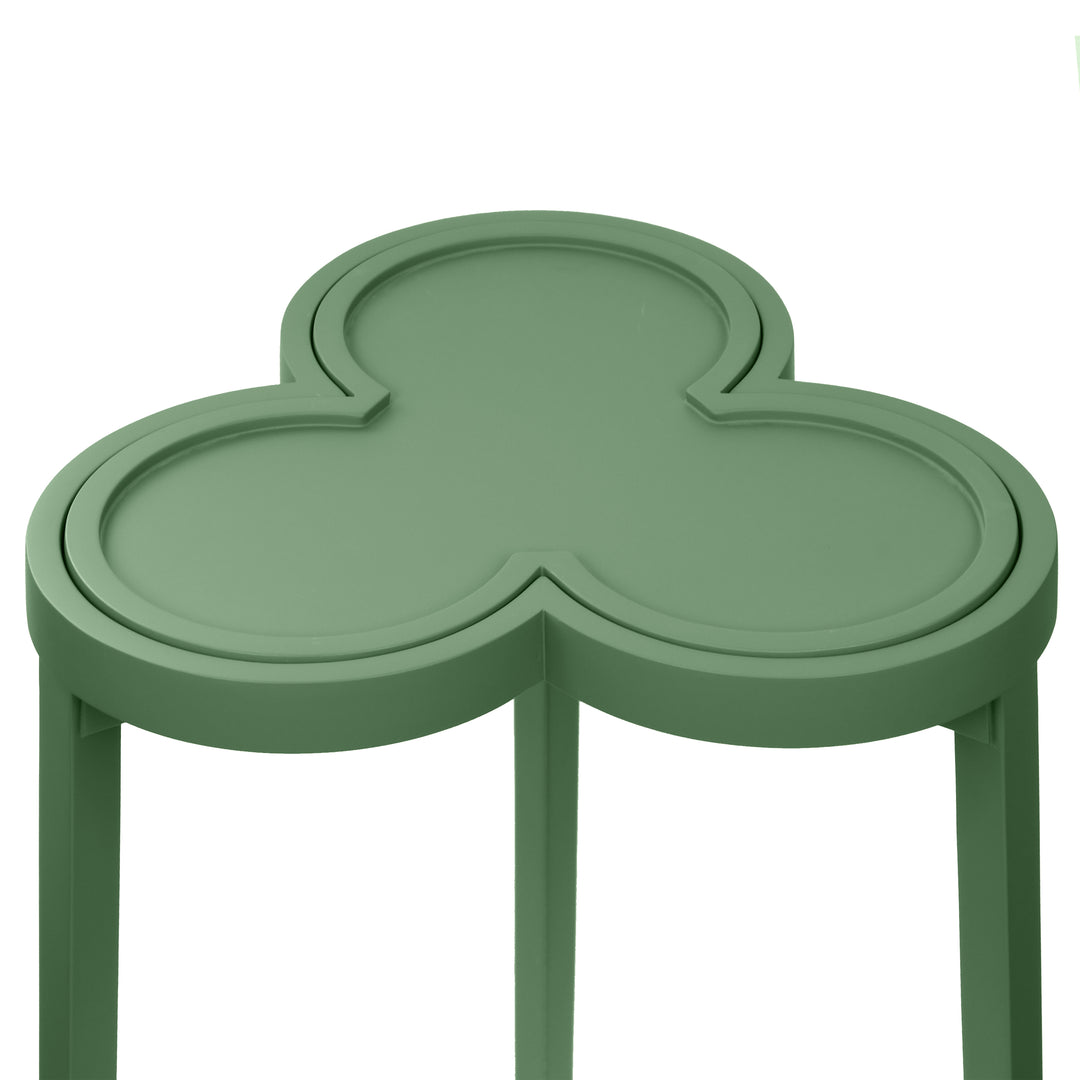 Clover Cigar Table With Reversible Lacquer And Natural Grasscloth Top In Matte Green Lacquer - DYLAN GR