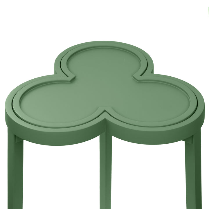 Clover Cigar Table With Reversible Lacquer And Natural Grasscloth Top In Matte Green Lacquer - DYLAN GR