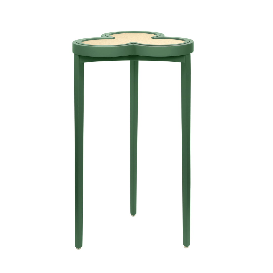 Clover Cigar Table With Reversible Lacquer And Natural Grasscloth Top In Matte Green Lacquer - DYLAN GR