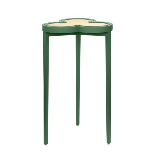 Clover Cigar Table With Reversible Lacquer And Natural Grasscloth Top In Matte Green Lacquer - DYLAN GR