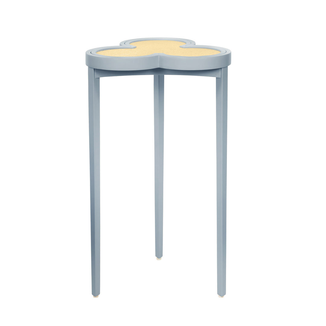 Clover Cigar Table With Reversible Lacquer And Natural Grasscloth Top In Matte Light Blue Lacquer - DYLAN LB