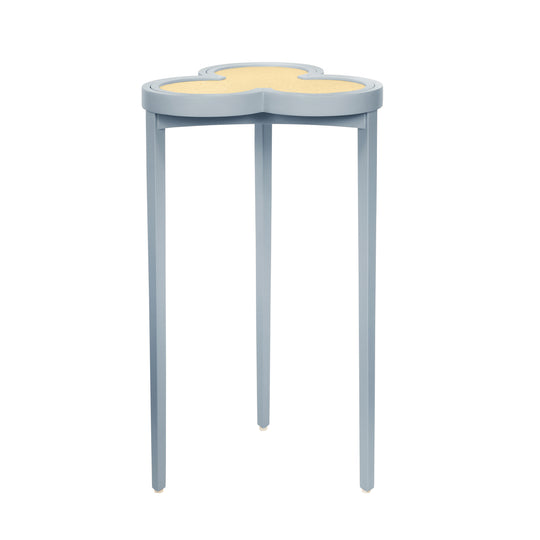 Clover Cigar Table With Reversible Lacquer And Natural Grasscloth Top In Matte Light Blue Lacquer - DYLAN LB