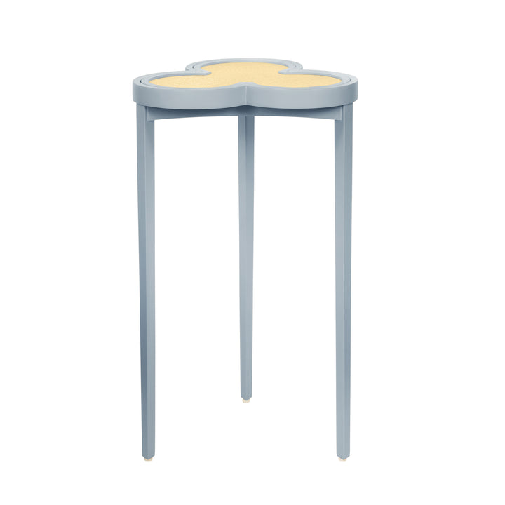 Clover Cigar Table With Reversible Lacquer And Natural Grasscloth Top In Matte Light Blue Lacquer - DYLAN LB
