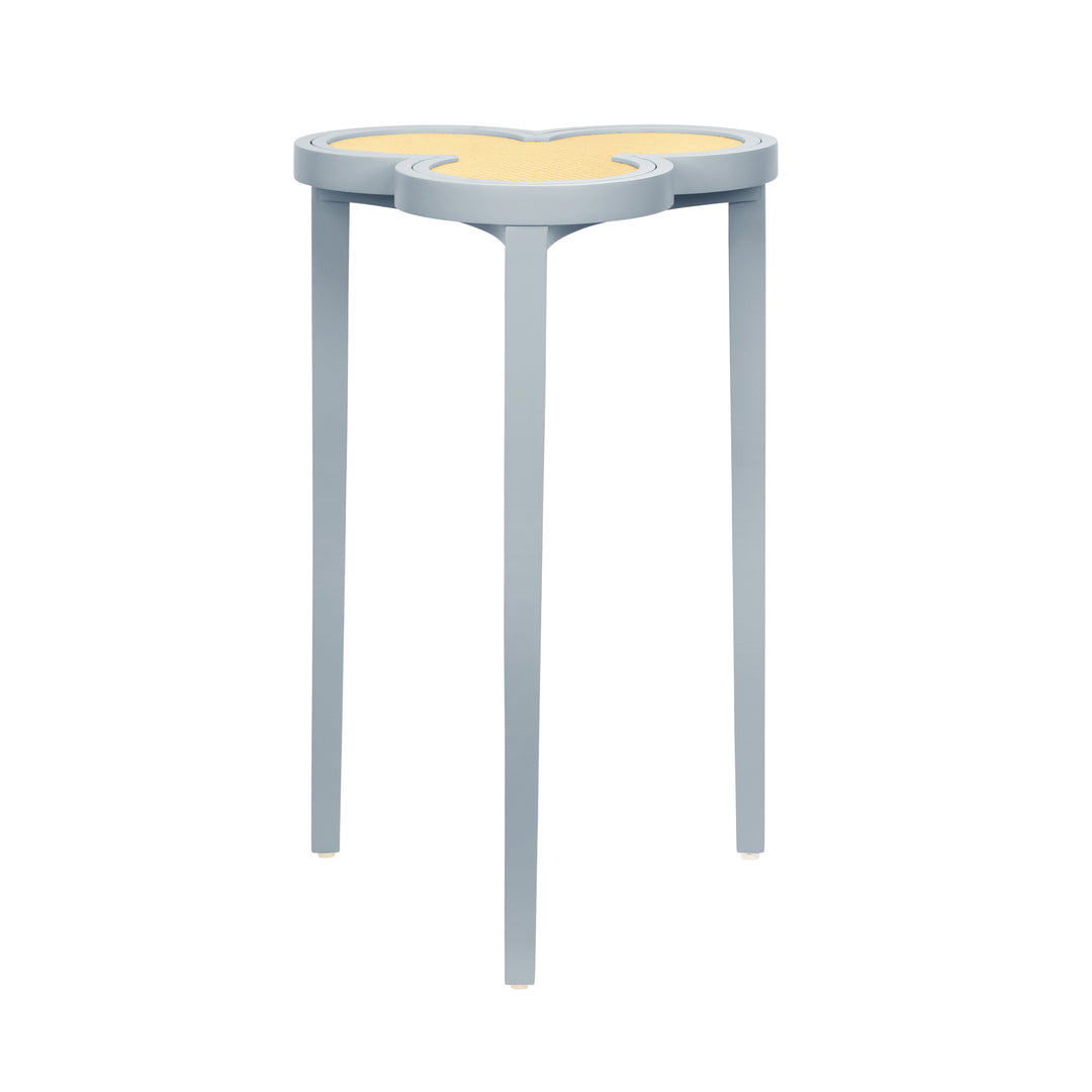 Clover Cigar Table With Reversible Lacquer And Natural Grasscloth Top In Matte Light Blue Lacquer - DYLAN LB