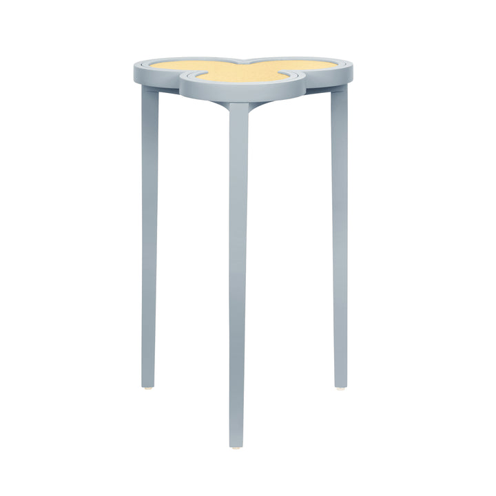 Clover Cigar Table With Reversible Lacquer And Natural Grasscloth Top In Matte Light Blue Lacquer - DYLAN LB