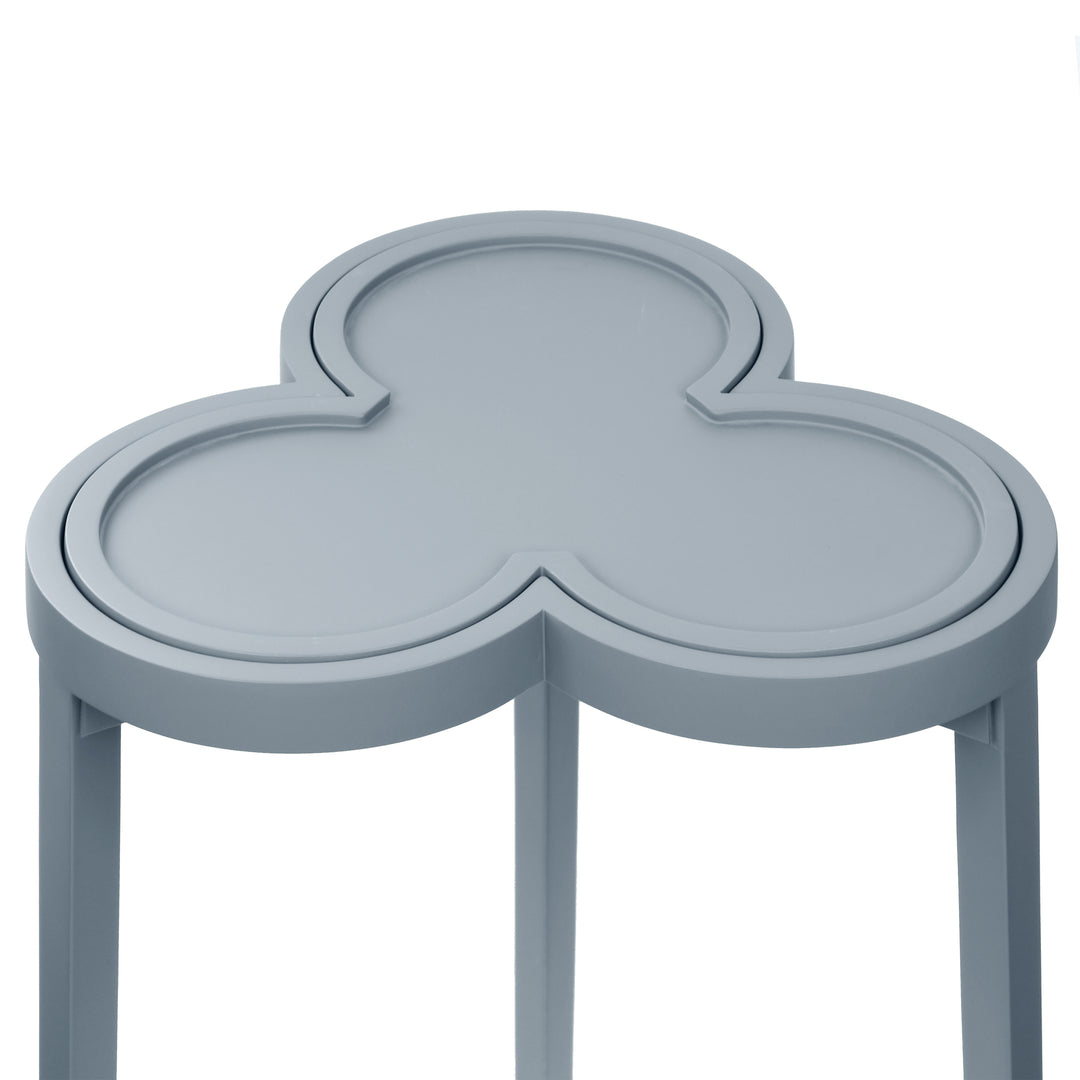 Clover Cigar Table With Reversible Lacquer And Natural Grasscloth Top In Matte Light Blue Lacquer - DYLAN LB