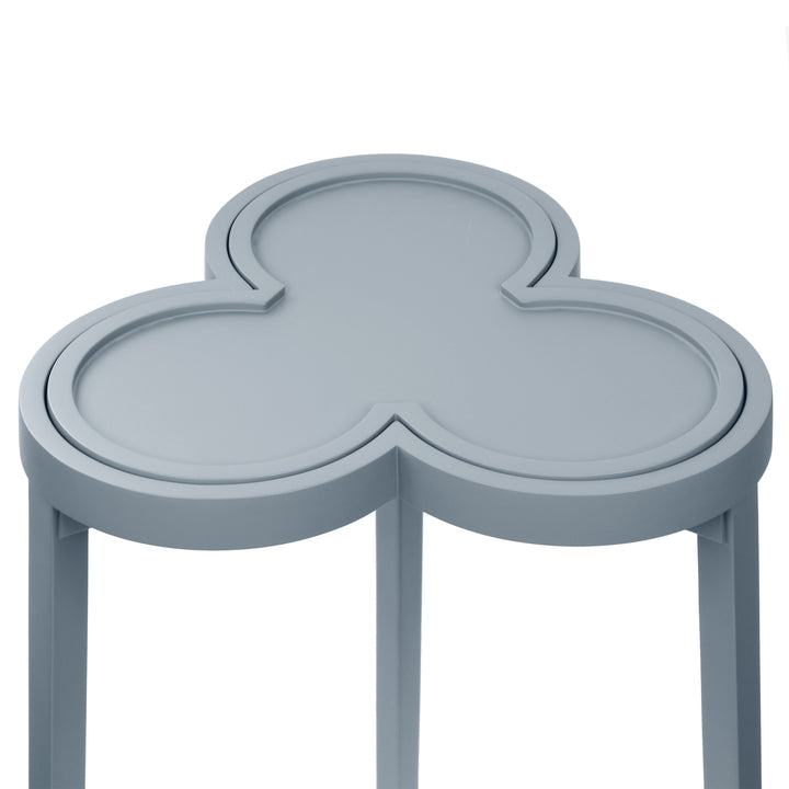 Clover Cigar Table With Reversible Lacquer And Natural Grasscloth Top In Matte Light Blue Lacquer - DYLAN LB