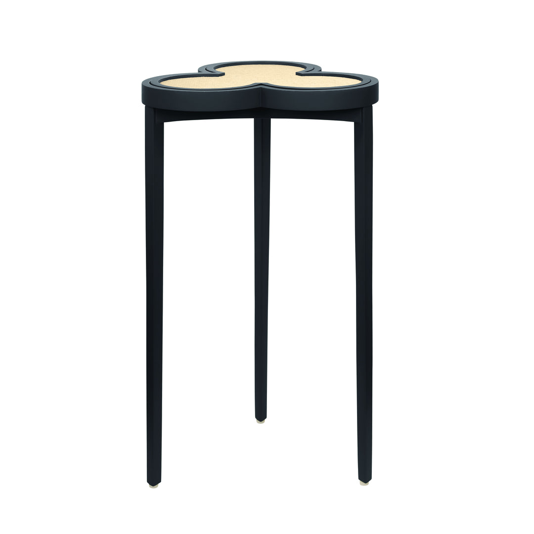 Clover Cigar Table With Reversible Lacquer And Natural Grasscloth Top In Matte Navy Lacquer - DYLAN NVY