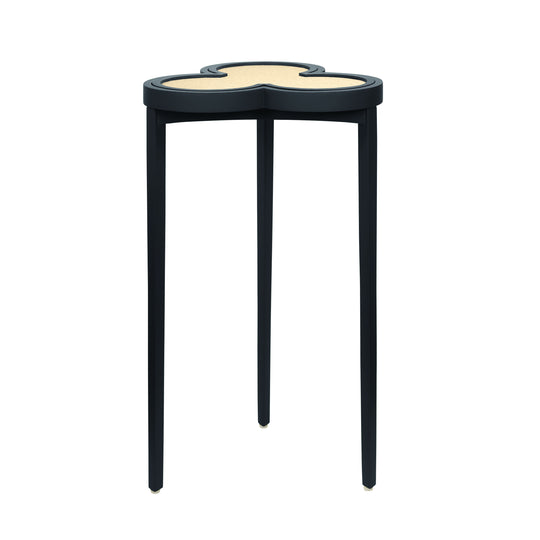 Clover Cigar Table With Reversible Lacquer And Natural Grasscloth Top In Matte Navy Lacquer - DYLAN NVY