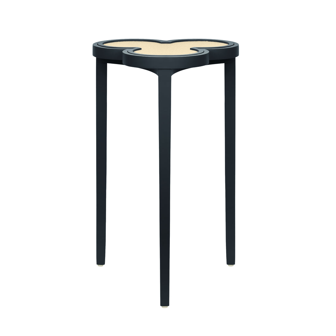 Clover Cigar Table With Reversible Lacquer And Natural Grasscloth Top In Matte Navy Lacquer - DYLAN NVY