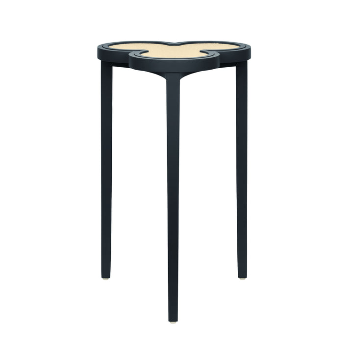 Clover Cigar Table With Reversible Lacquer And Natural Grasscloth Top In Matte Navy Lacquer - DYLAN NVY