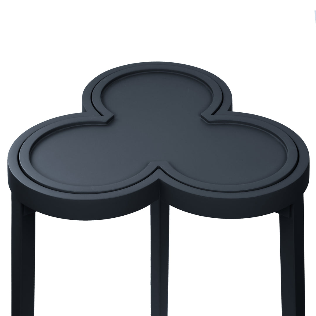 Clover Cigar Table With Reversible Lacquer And Natural Grasscloth Top In Matte Navy Lacquer - DYLAN NVY