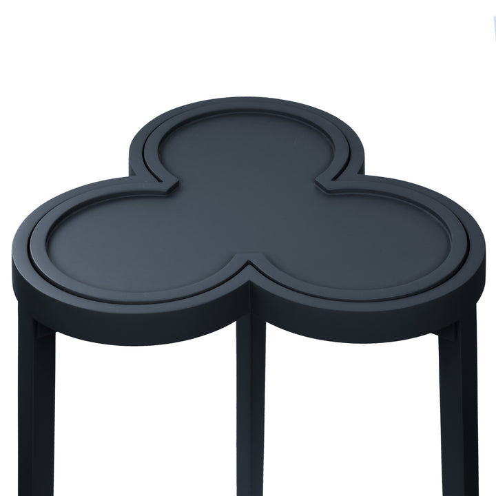 Clover Cigar Table With Reversible Lacquer And Natural Grasscloth Top In Matte Navy Lacquer - DYLAN NVY