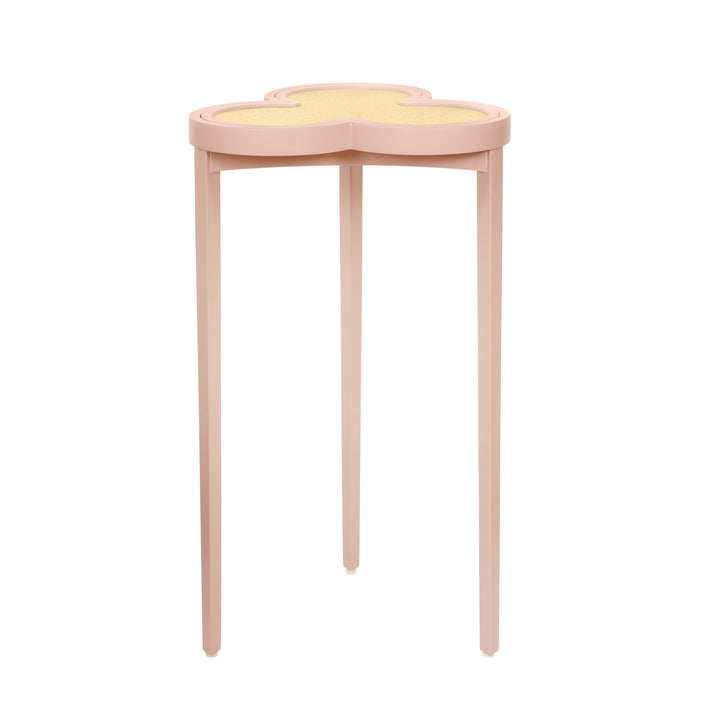 Clover Cigar Table With Reversible Lacquer And Natural Grasscloth Top In Matte Pink Lacquer - DYLAN PI