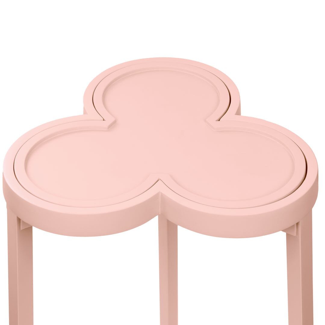 Clover Cigar Table With Reversible Lacquer And Natural Grasscloth Top In Matte Pink Lacquer - DYLAN PI