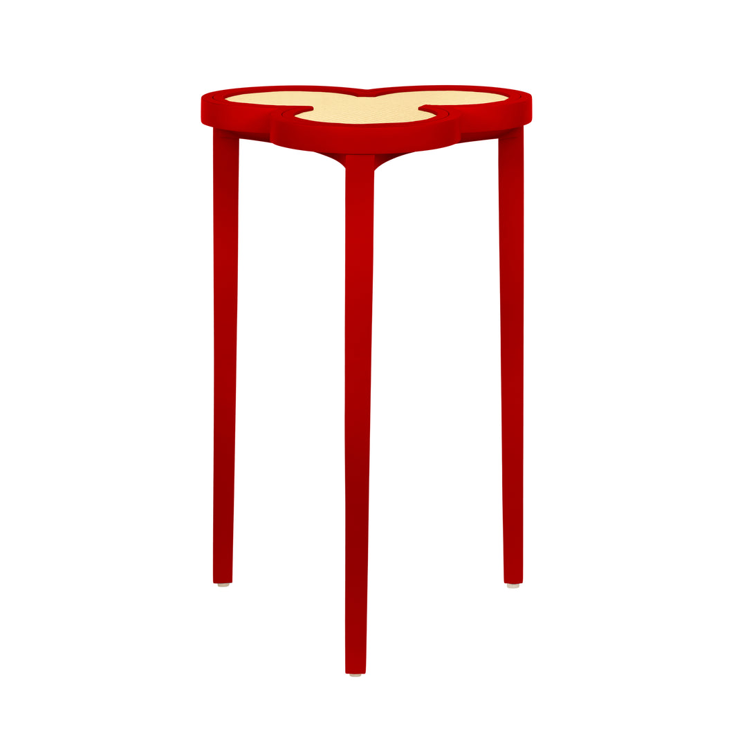 Clover Cigar Table With Reversible Lacquer And Natural Grasscloth Top In Matte Red Lacquer - DYLAN RD