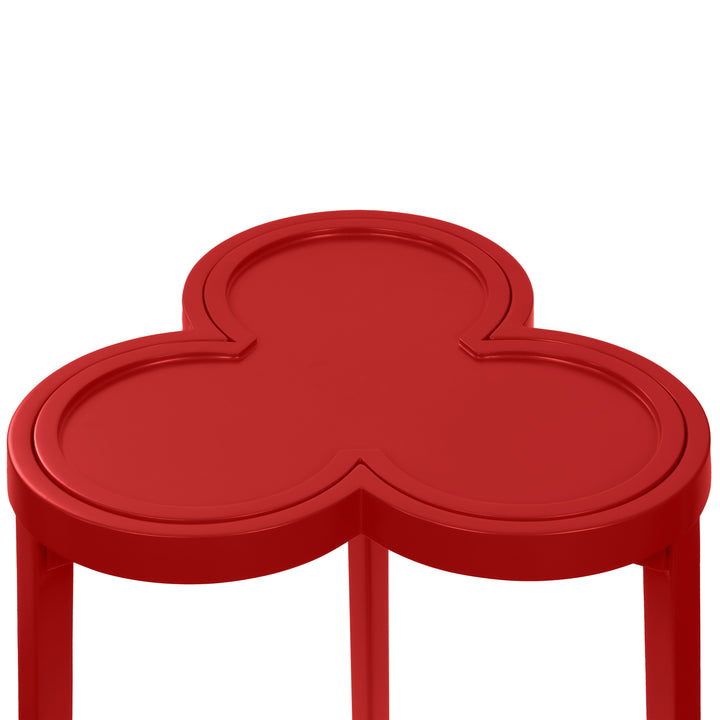 Clover Cigar Table With Reversible Lacquer And Natural Grasscloth Top In Matte Red Lacquer - DYLAN RD