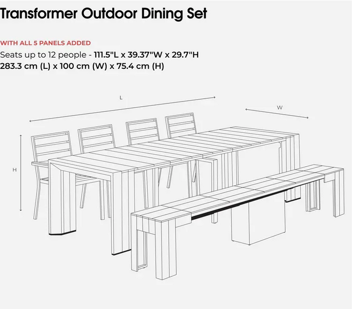 Transformer Outdoor Table Dining Set