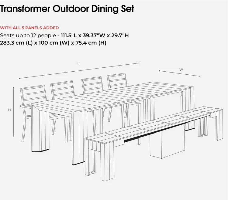 Transformer Outdoor Table Dining Set