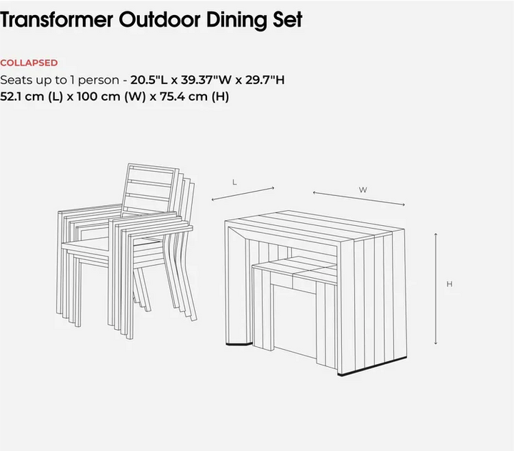 Transformer Outdoor Table Dining Set