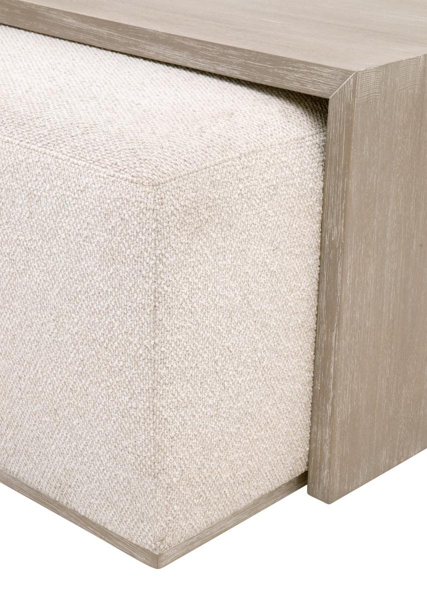 Dovetail Upholstered Coffee Table - Natural Gray Acacia - AmericanHomeFurniture