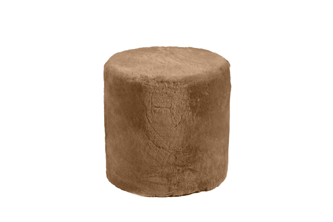 Tall Shearling Round Ottoman - AmericanHomeFurniture