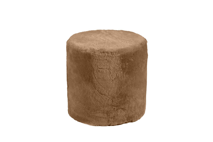 Tall Shearling Round Ottoman - AmericanHomeFurniture