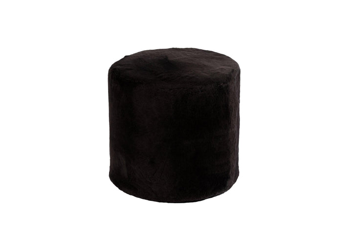 Tall Shearling Round Ottoman - AmericanHomeFurniture