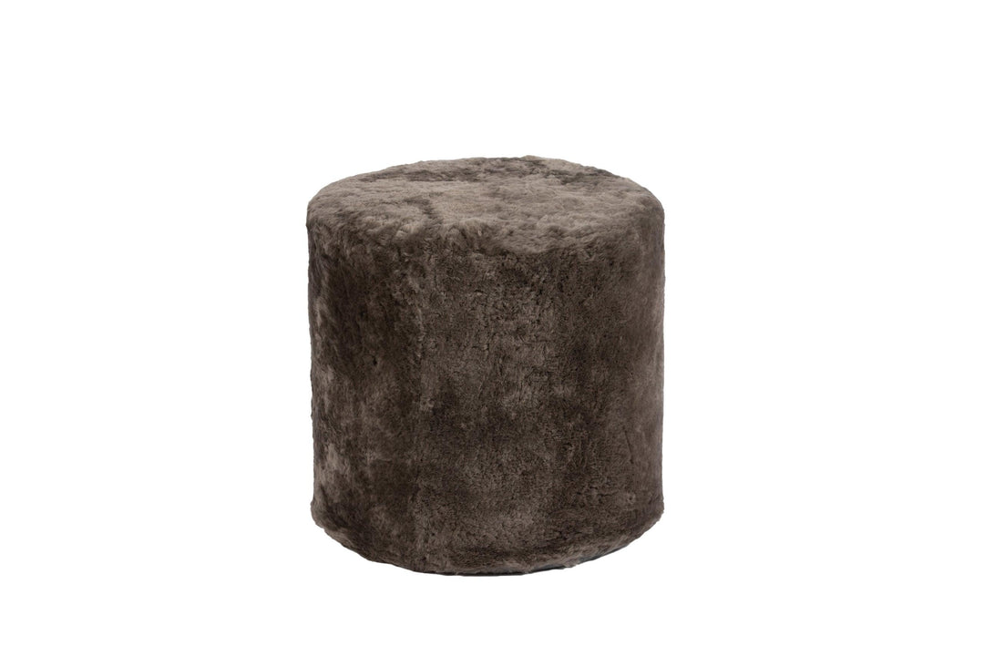 Tall Shearling Round Ottoman - AmericanHomeFurniture