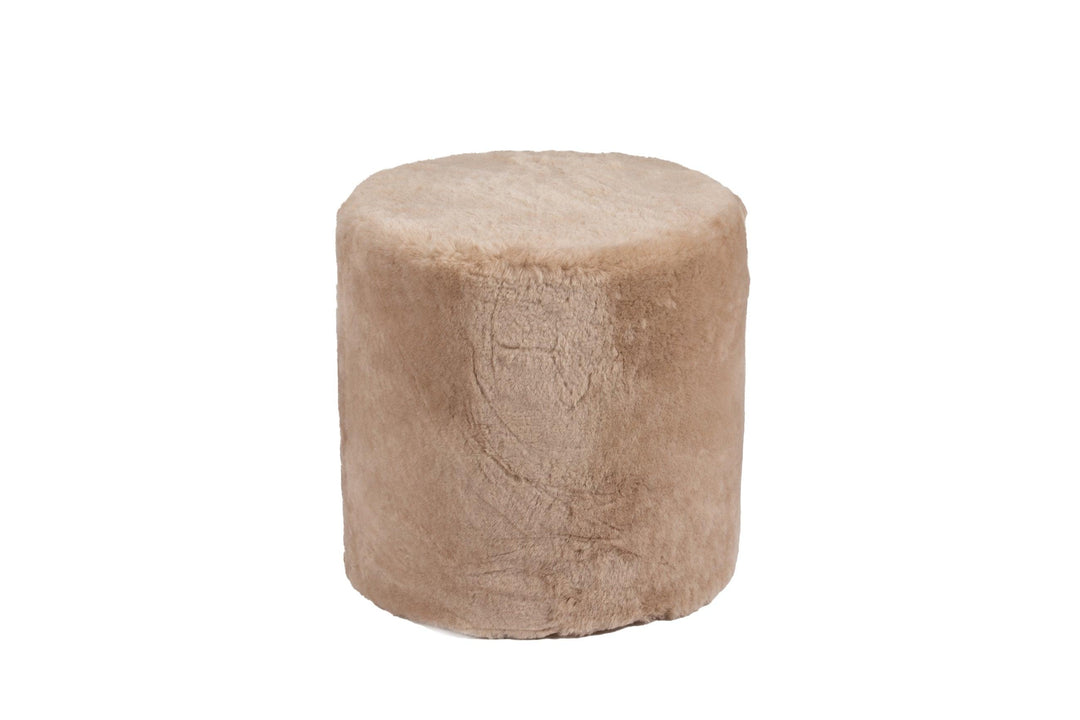 Tall Shearling Round Ottoman - AmericanHomeFurniture