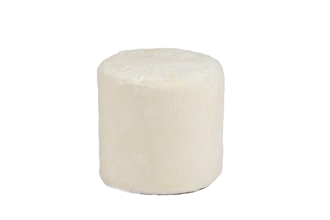 Tall Shearling Round Ottoman - AmericanHomeFurniture