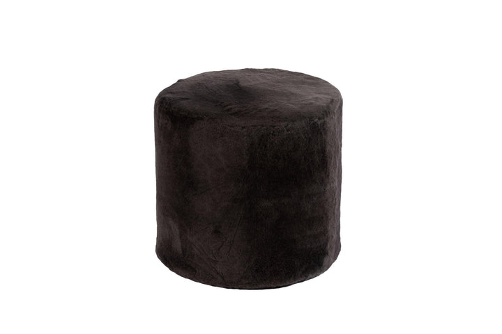 Tall Shearling Round Ottoman - AmericanHomeFurniture