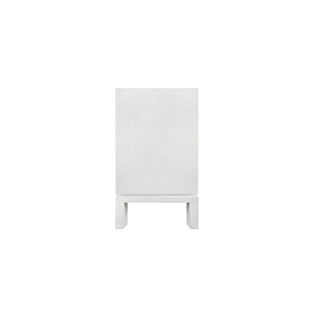 Four Door Buffet With Large Brass Square Hardware In White Textured Linen - EFFIE WH