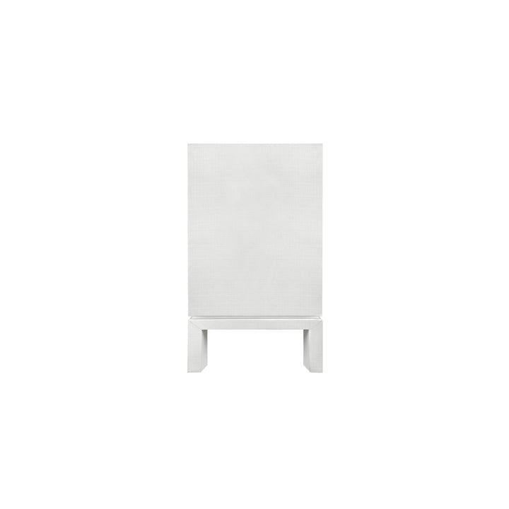 Four Door Buffet With Large Brass Square Hardware In White Textured Linen - EFFIE WH