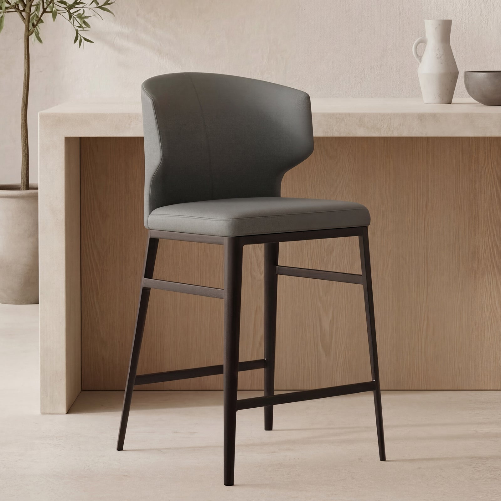 Moe's Home Collection - Delaney Counter Stool Grey - EJ-1022-15 | American Home Furniture