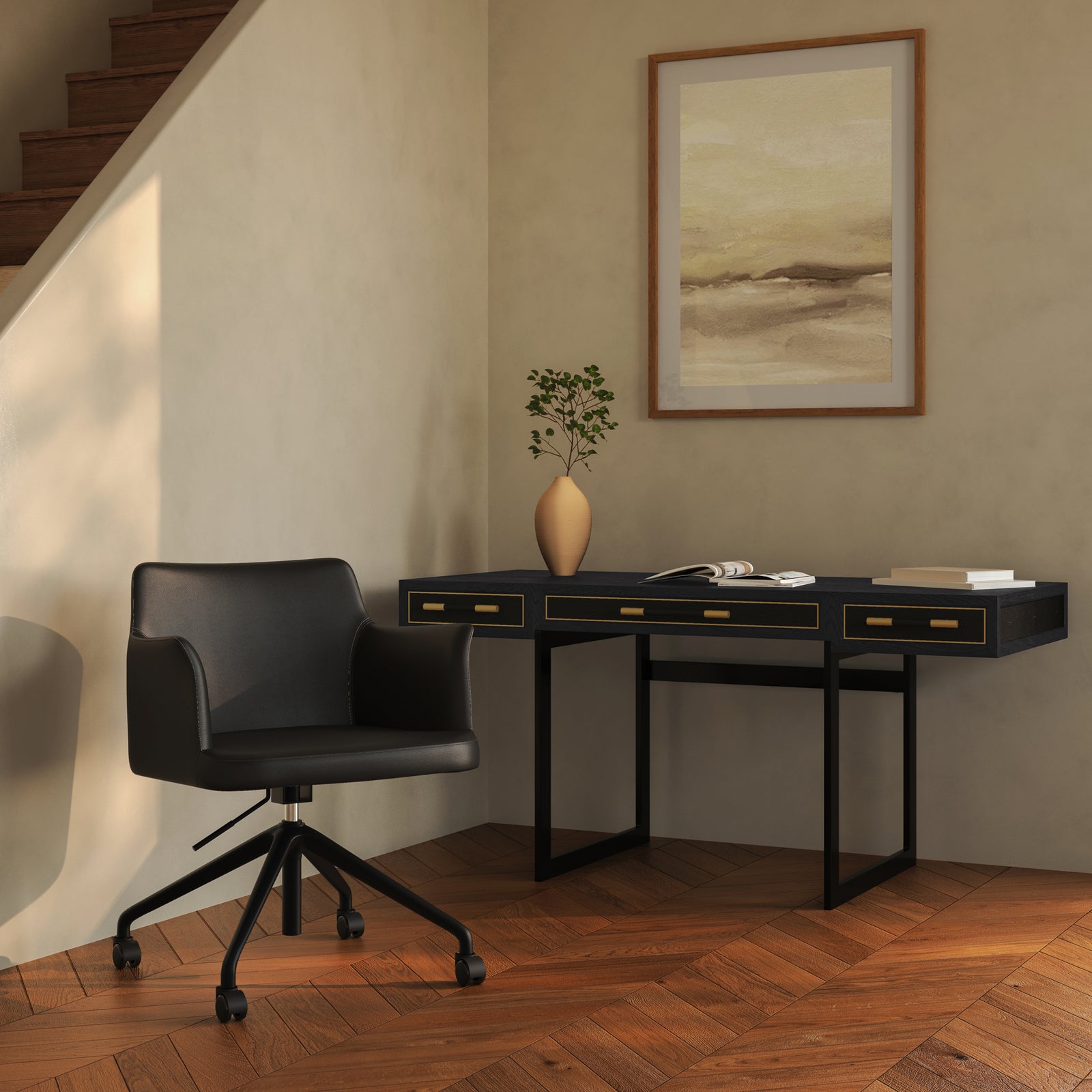 Moe's Home Collection - Morris Office Chair PVC Black - EJ-1047-02 | American Home Furniture