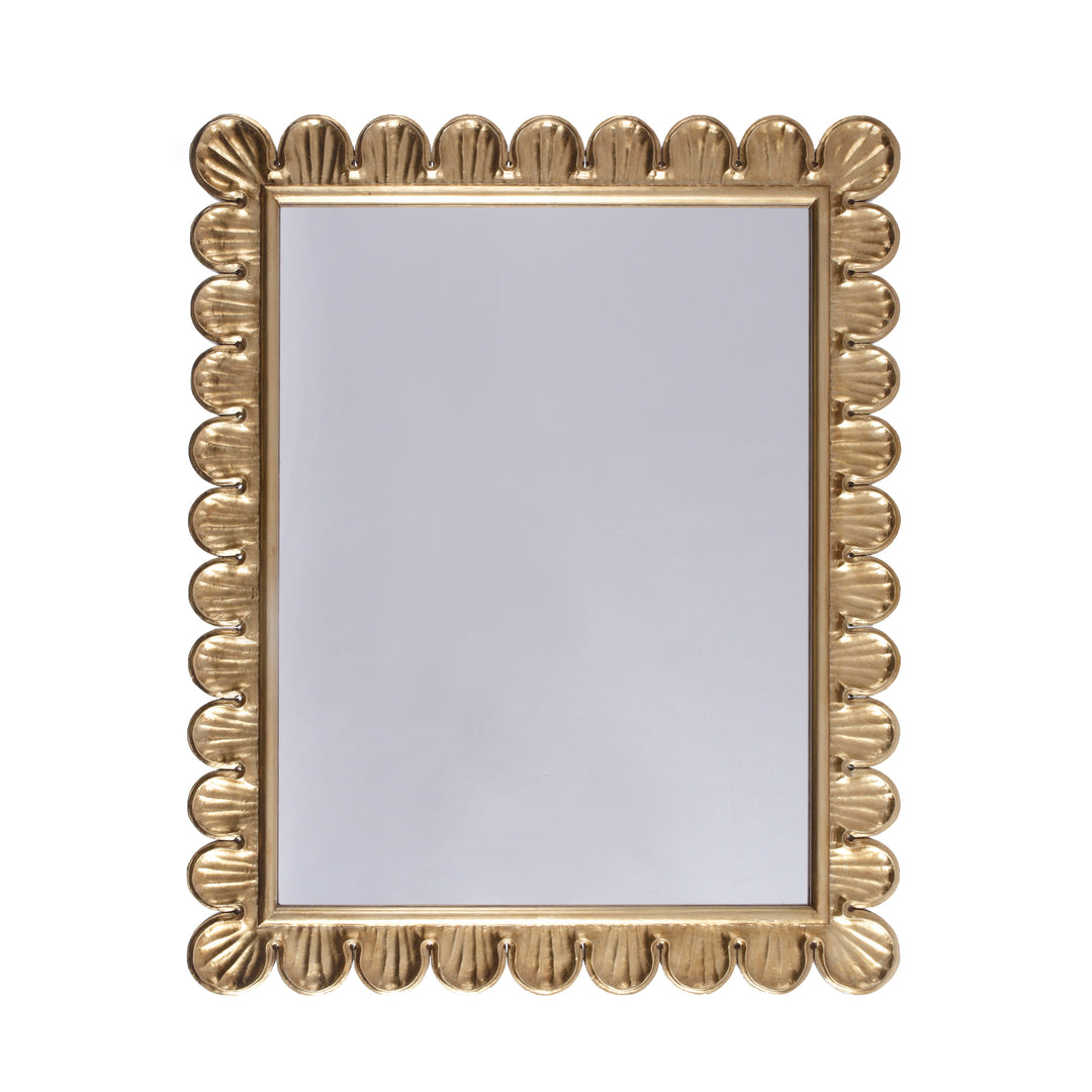 Scalloped Edge Frame Mirror In Gold Leaf - ELIZA G