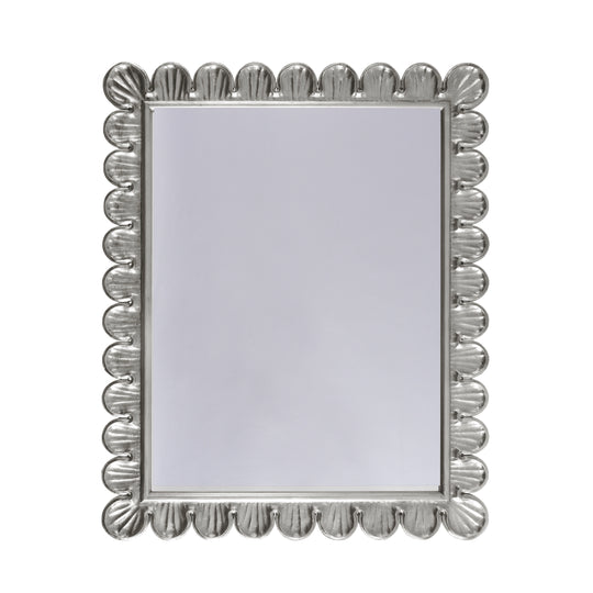 Scalloped Edge Frame Mirror In Silver Leaf - ELIZA S