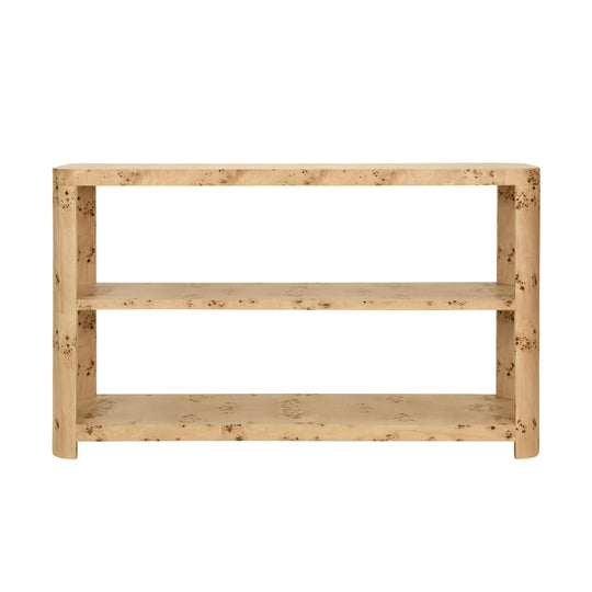 Tier Tier Console With Curved Corners In Burl Wood - EMERY BW