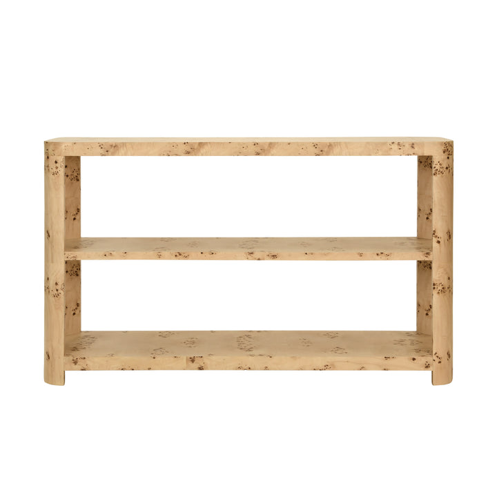 Tier Tier Console With Curved Corners In Burl Wood - EMERY BW