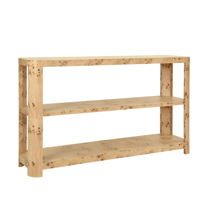 Tier Tier Console With Curved Corners In Burl Wood - EMERY BW