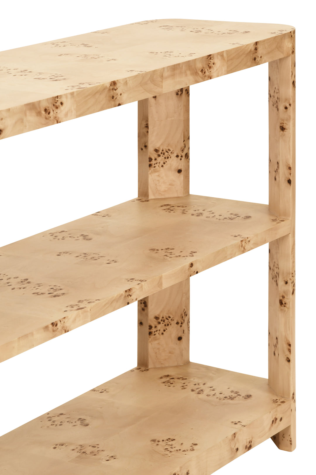 Tier Tier Console With Curved Corners In Burl Wood - EMERY BW