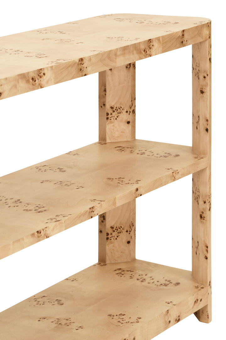 Tier Tier Console With Curved Corners In Burl Wood - EMERY BW