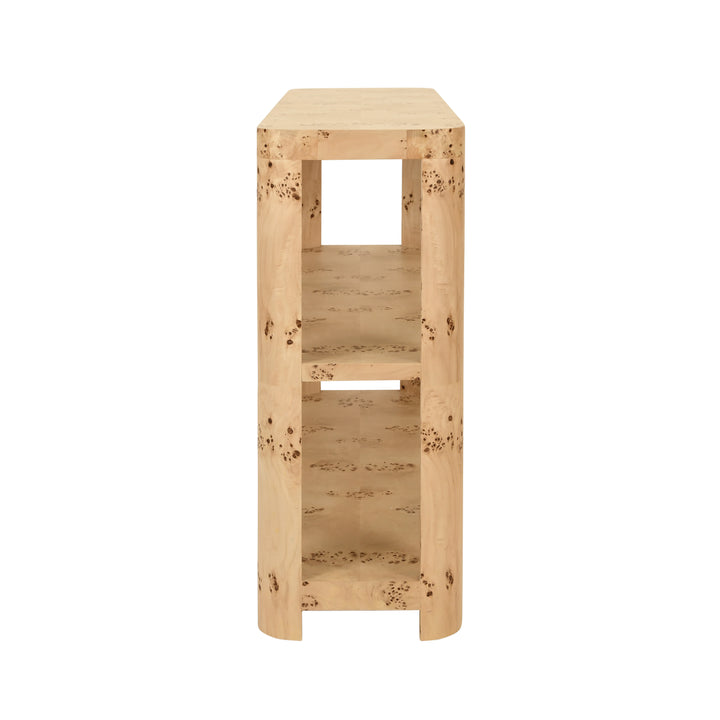 Tier Tier Console With Curved Corners In Burl Wood - EMERY BW