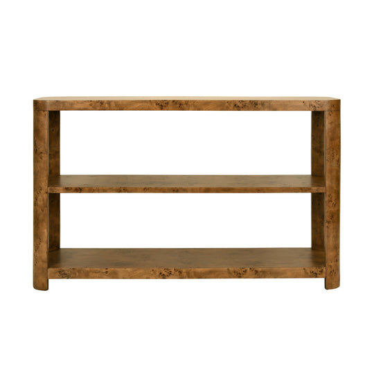 Tier Tier Console With Curved Corners In Dark Burl Wood - EMERY DBW